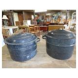 Two enamel pots