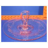 Etched Pink Depression Serving Tray - 10 1/2"