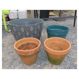 4 Planters - One Terra Cotta is Cracked