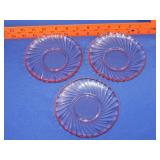 3 Pink Depression Saucers - 5"