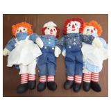 4 Raggedy Ann & Andy Dolls
