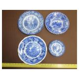4 Blue & White Plates