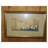 Framed Reeds & Cranes Print - 22x15