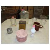Glassware & Tin Lot