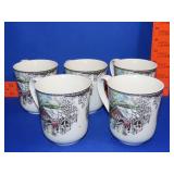5 Johnson Bros 'Friendly Village' Mugs