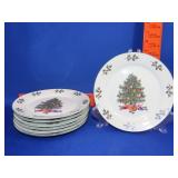 7 Gibson Christmas China Plates - 7'