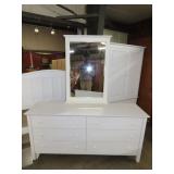 White Finish Triple Dresser With Mirror
