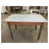 Paintd Distressed Top Wood Table