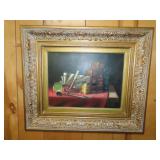 Framed Still Life Oil on Canvas - 25x21
