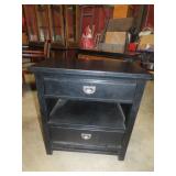 Black Finish Two Drawer End Table - Night Stand