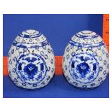 Pair of Bombay Blue & White Eggs
