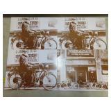 Four Reproduced Motorcycle Prints 14 By 11