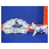 Delft Blue Spoon Holder & Cow Shaker