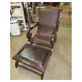Leater Style Chair w/ Ottoman