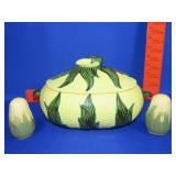 Ceramic Corn Serving Bowl & Shakers
