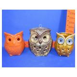 3 Owl Tea Light Candle Holders