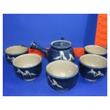 6pc Pottery Saki Set