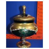 Bohemian Style Emerald Green Glass Candy DIsh