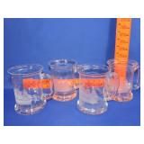 4 Toscany Glass Nautical Etched Beer Mugs