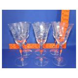 Set of 6 Etched Stemware