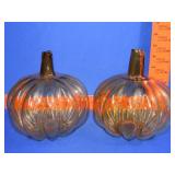 2 Glass Pumpkin Tea Light Holders