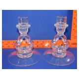 Pair of Glass Candle Holders