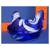 Westmoreland Cobalt Blue Slag Glass Hen on Nest