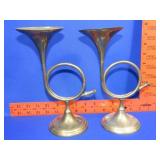Pair of Brass Horn Candle Holders