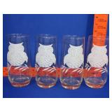 Set of 4 Owl Glasses