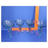 4 Etched Margarita Glasses