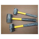 3 Various Size Rubber Hammers