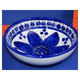 Blue & White Flower Decorated Bowl - 7'