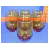 7 Libbey Tempo Amber Glasses