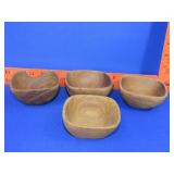 4 Small Wood Bowls - 3 1/2'