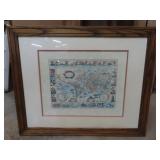Framed Old World Map Print - 32x26