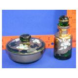 2pc Bohemian Emerald Green Dresser Set