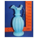 Fenton? Blue Overlay Melon Pitcher