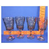4 Fostoria Virginia Grey Wine Goblets