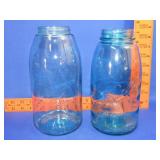 2 - 1/2 Gallon Blue Mason Jars