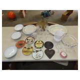 Table Lot of Glassware & Dishes