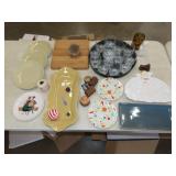 Table Lot of Glassware & Dishes