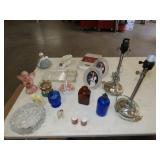 Table Lot of Glassware & Decor
