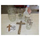 Table Lot of Glassware & Decor