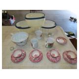 Table Lot of Glassware & Plastic Storage Bowls