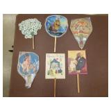 6 Antique Advertising Hand Fans