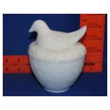 Milk Glass Nesting Dove Covered Dish