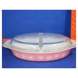 Pyrex Pink Daisy Divided Casserole