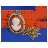 Gold Tone Cameo Necklace