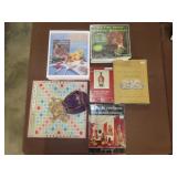 Lot w/ Antiques Books, Scabble, Etc
