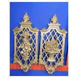 Pair of Gold Gild Wall Hangers - 6"x14"